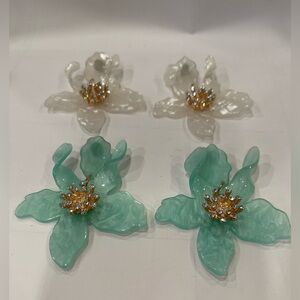 OVERSIZED ACRYLIC FLOWER STATEMENT EARRINGS Summer Vacation Beach Light Fashion